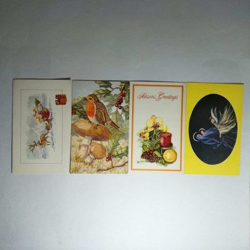 4 Pieces Old Christmas Greeting Cards By Mouth Foot Painting Artisttalented Malaysian Mouth Foot Artists Artwork Shopee Malaysia