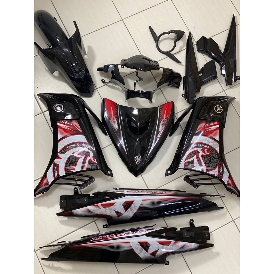 Yamaha Lc Lc V V Hitam Kilat Full Stripe Merah Batik Smoke Coverset Bodyset Siap Tampal