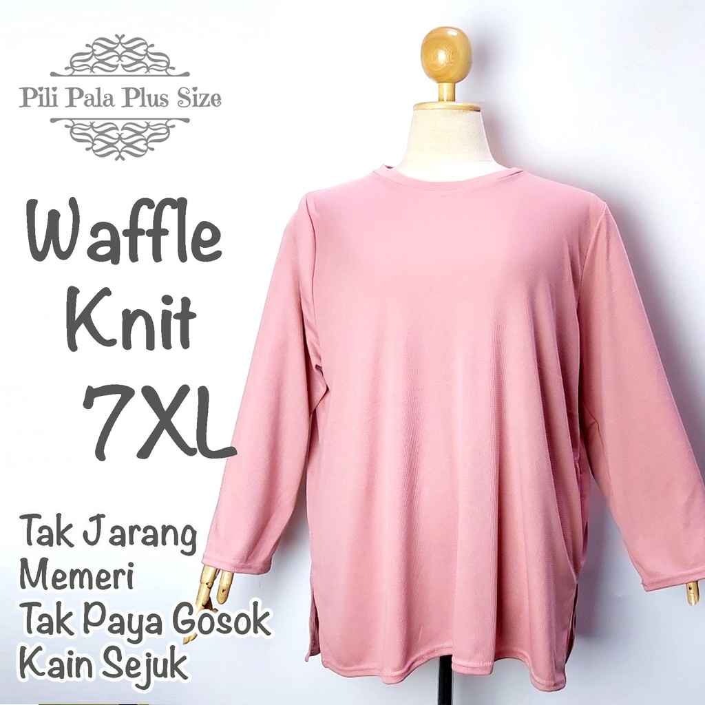 PILI PALA Waffle Knit 54" Women Super Plus Size Waffle Knit Muslimah Top Blouse Made In Malaysia - U