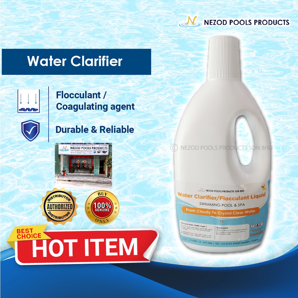 WATER CLARIFIER / FLOCCULANT LIQUID FOR SWIMMING POOL - 1 L  - NEZOD PRODUCTS / SWIMMING POOL CHEMICALS