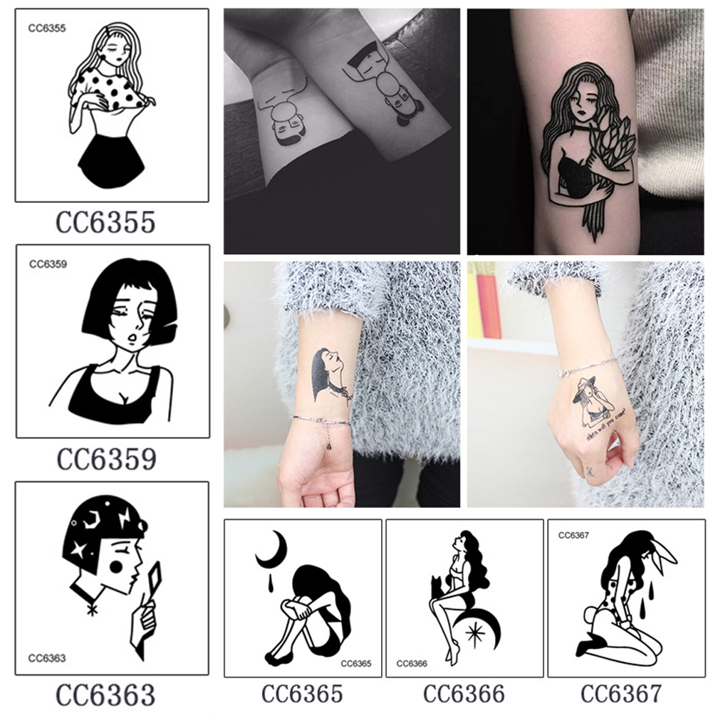 28 Style Waterproof Temporary Tattoo Sticker Old School Cool Girl Flash Fake Tattoos For Girl Women 6x6cm Shopee Malaysia