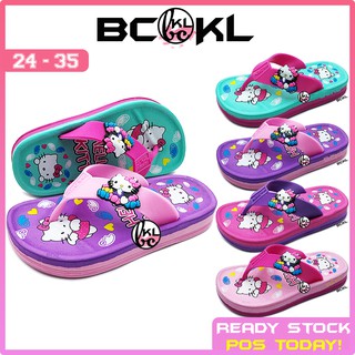 【 BCKL 】Kid's Cartoon Flip Flop Slipper | Black Shoes Boys Girls Hello Kitty Sandals Cartoon Twins | Kasut Budak 24-35