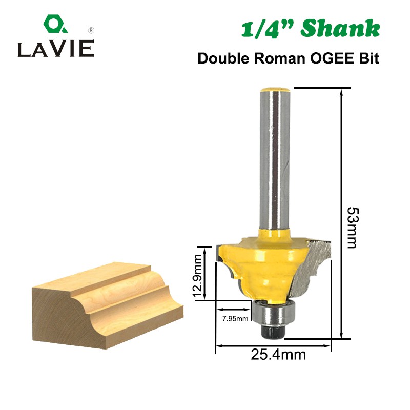 Purpose Durable Transform your woodworking 3-piece router bit set featuring 1/4" shank beading Roman Ogee double flute - Image 3