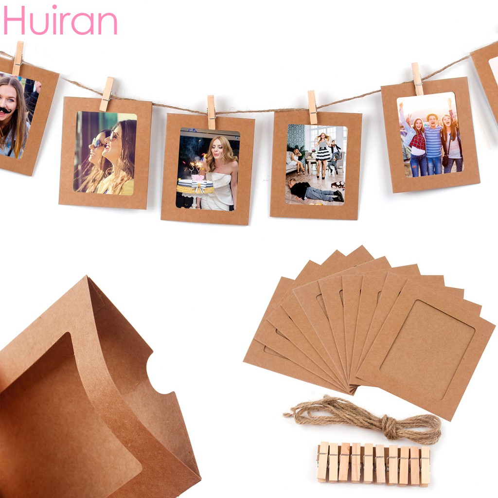 Huiran 5 inch DIY Photo Clip Hanging Photo Paper Frame Wall Picture Display Wedding Decoration Birthday Party Supplies