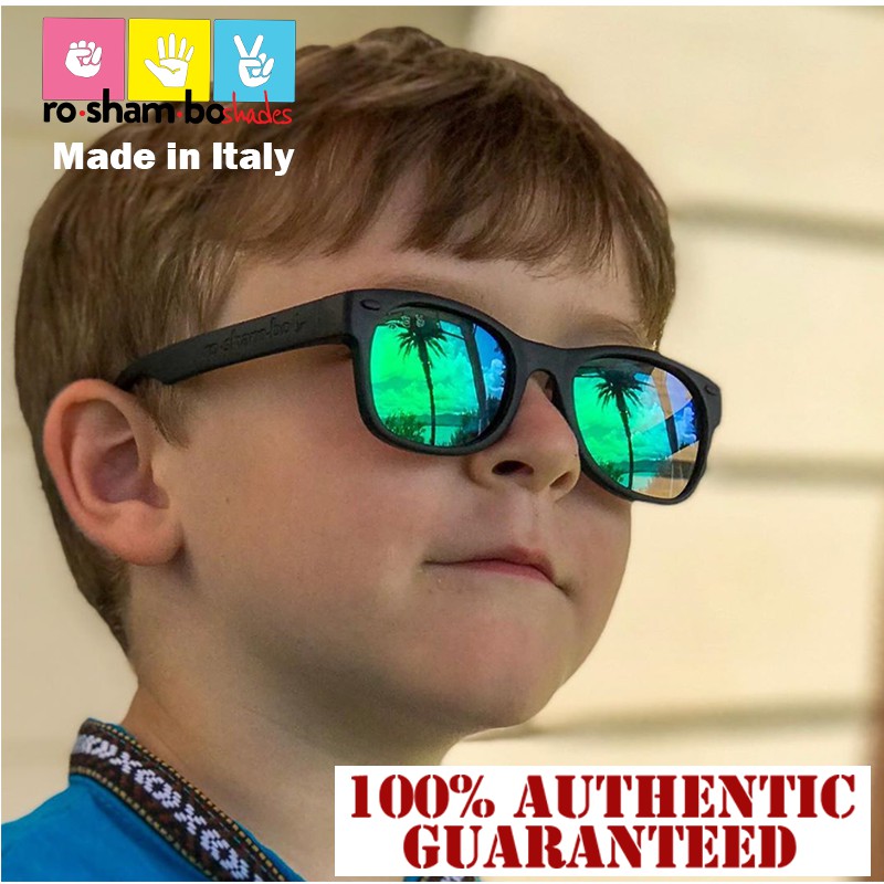 Unbreakable Junior Age 5+ Sunglasses-Black Frame- Roshambo baby Sunglasses-Made in Italy. 100% UVA/B/C protection!