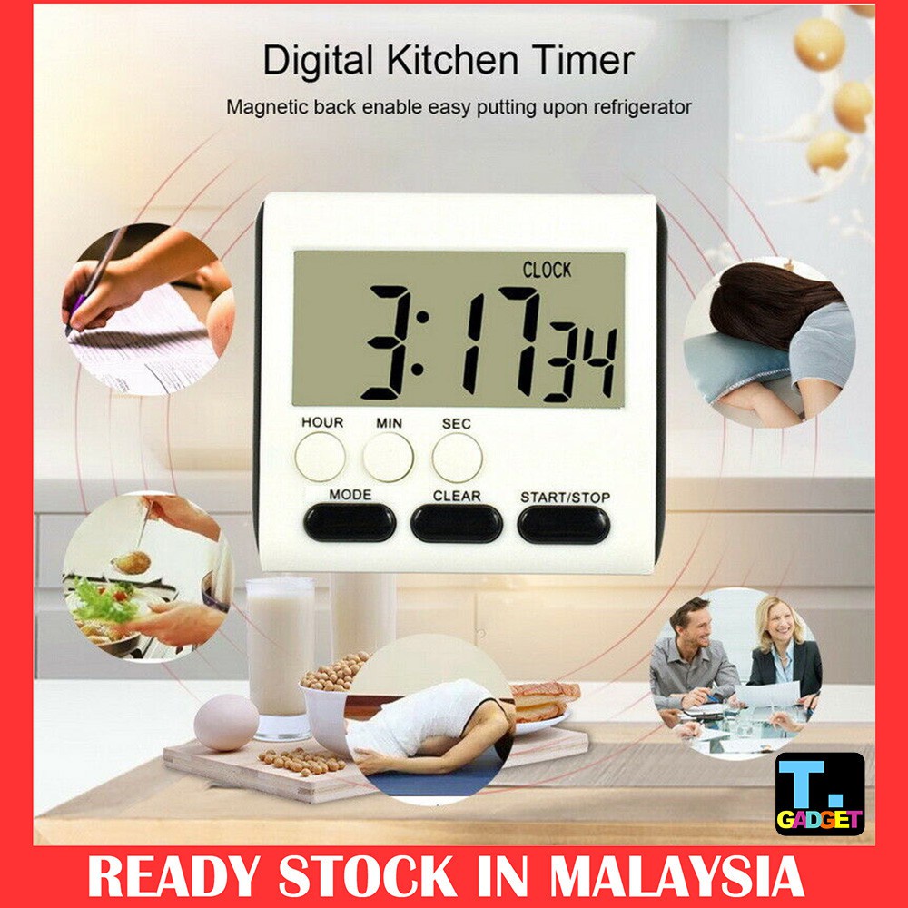 Kitchen Magnetic Digital Kitchen Timer 24 Hours Count Up Down Alarm Clock Timer (English Version)