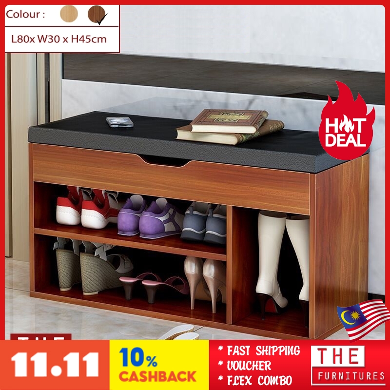 The Doorway Footstool Shoes Cabinet Multi Functional Storage Bench Shoes Rack Modern Style Mdf L80 X W30 X H45cm Shopee Malaysia