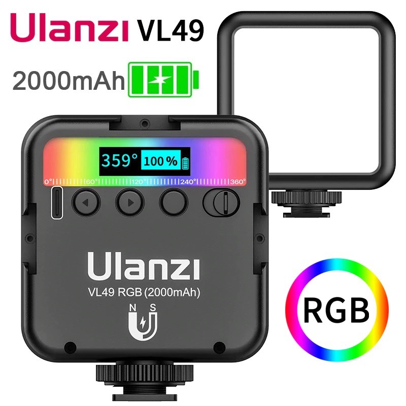 ULANZI VL49 Mini LED Video Light 2000mAh Rechargeable Battery VL-49 RGB GoPro HERO 11 10 9 8 Insta360 DJI DSLR Camera