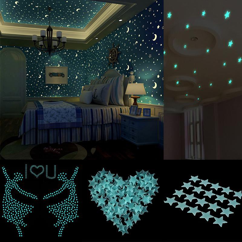 3d Wall Glow In The Dark Star Fluorescent Stickers Kid S Bedroom