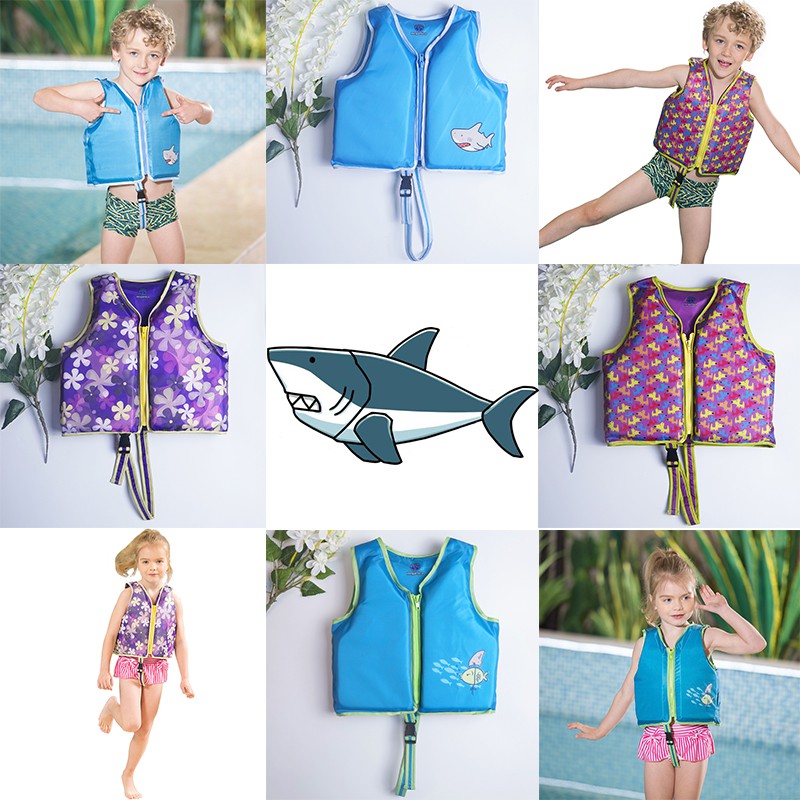 ❤Ready Stock❤New Summer 1-6y/o Kids Cute Shark Printing Safety Life Jacket Child SOS Beach Water Sports Vest Swimming Pool Float Aid Swimwear