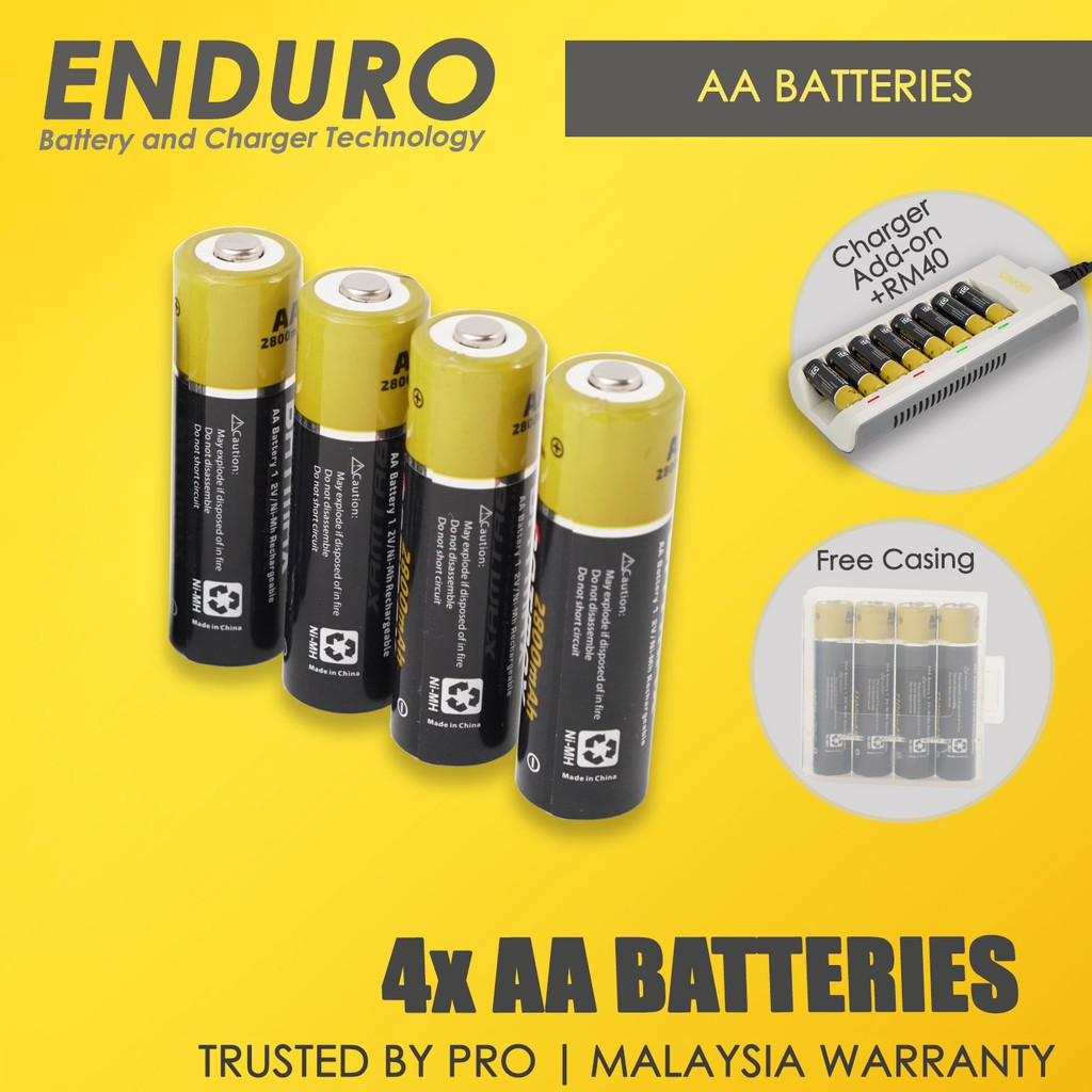 HighGrade 2800 mAh AA Rechargeable Batteries Shopee Malaysia