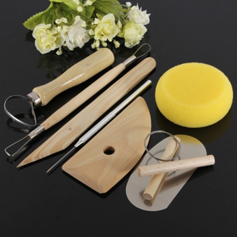 Pottery Ceramics Tools Set Craft Figurine Tool Ceramic Arts Artistic Tools 8 pieces Wooden