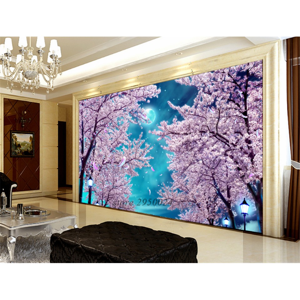 Custom Modern 3d Wallpaper Mural 3d Blue Sky Sofa Tv Cherry