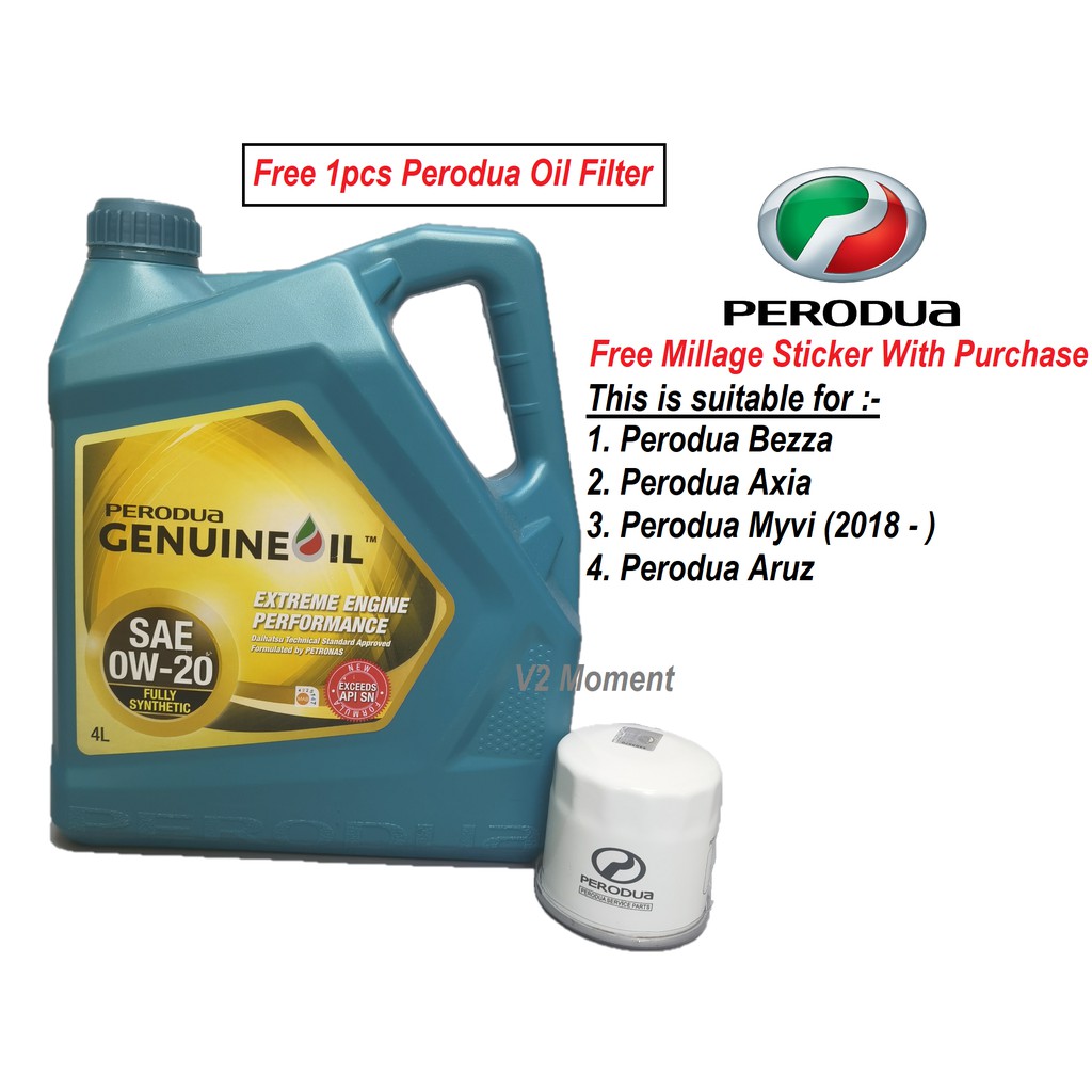 Perodua Engine Oil 0w20 Fully Synthetic 4l Perodua Bezza Oil Filter Shopee Malaysia