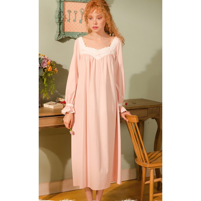 Womens Cotton Nightgown Long Victorian Sleeveless Sleepwear