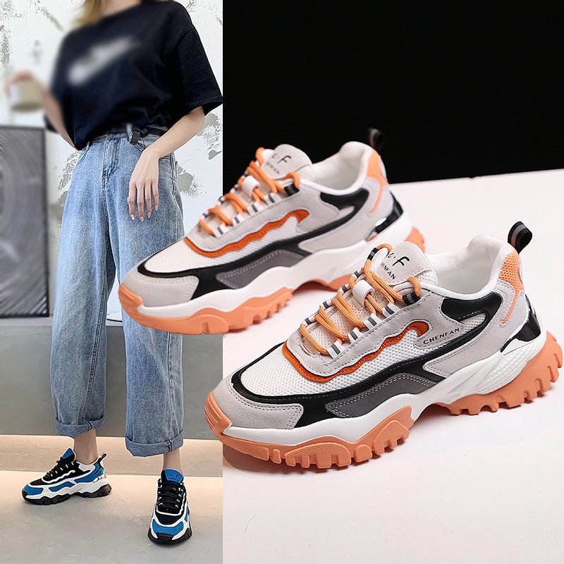 orange platform sneakers