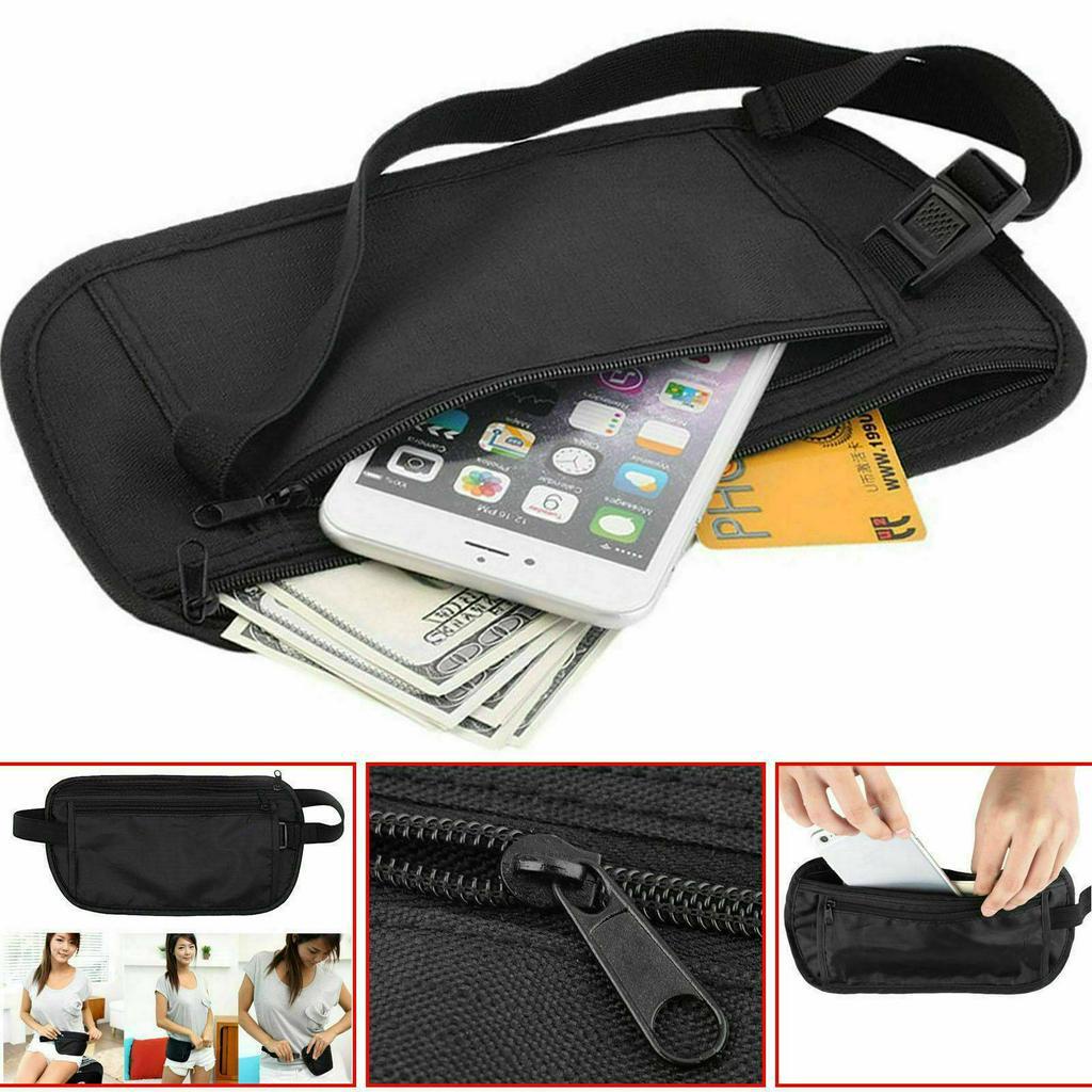 Discreet Money Travel Waist Belt Zipped Passport Wallet Pouch Bum Bag Security Waterproof Fanny Pack Running Mobile Phone Bag