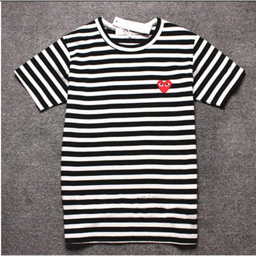 cdg red striped shirt