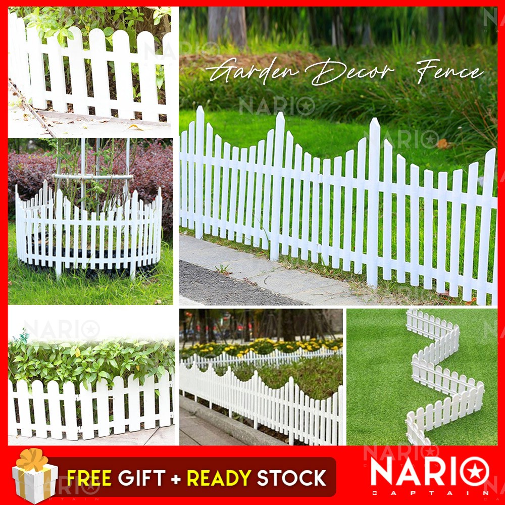 NARIO Outdoor 60cm/49cm White Home Garden Fence Indoor Fencing Decoration Gardening Tools Plant Borders Pagar Kebun