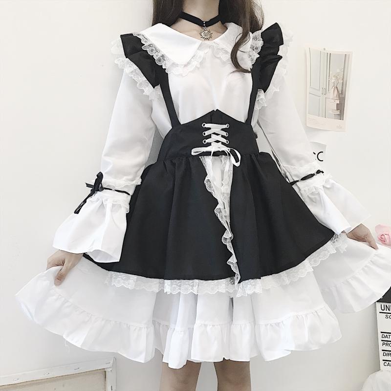 black and white lolita dress