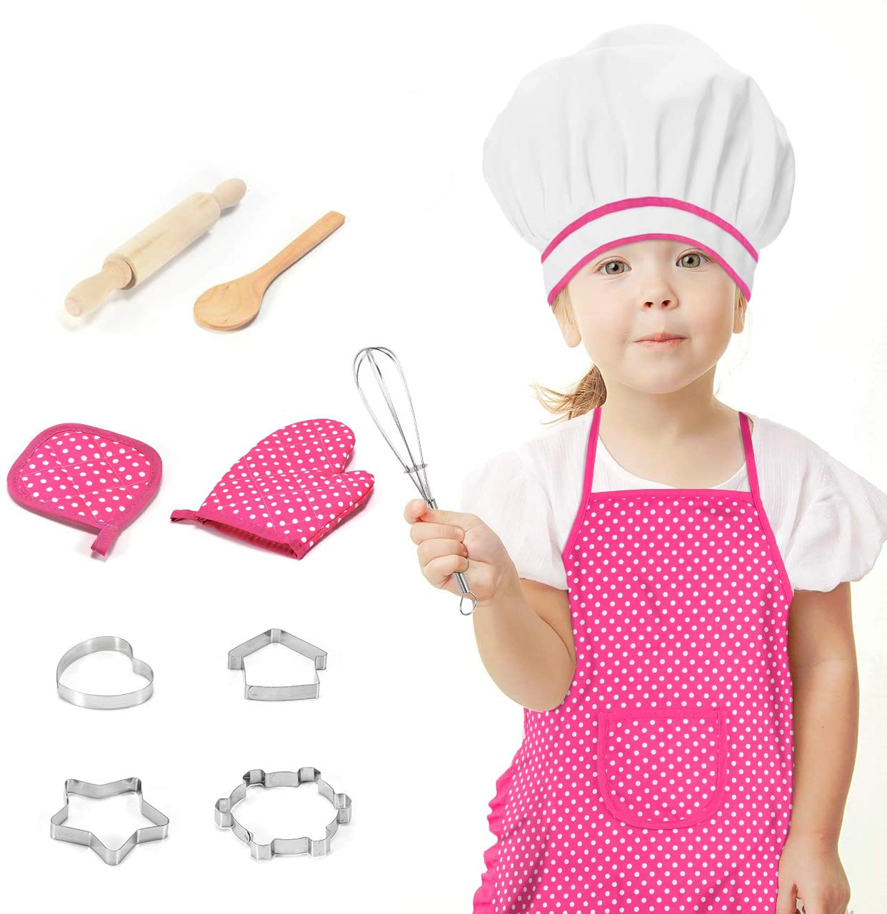 Children Dress Up Chef Role Play Costume Set 18 Pcs Kids Cooking Baking Set 