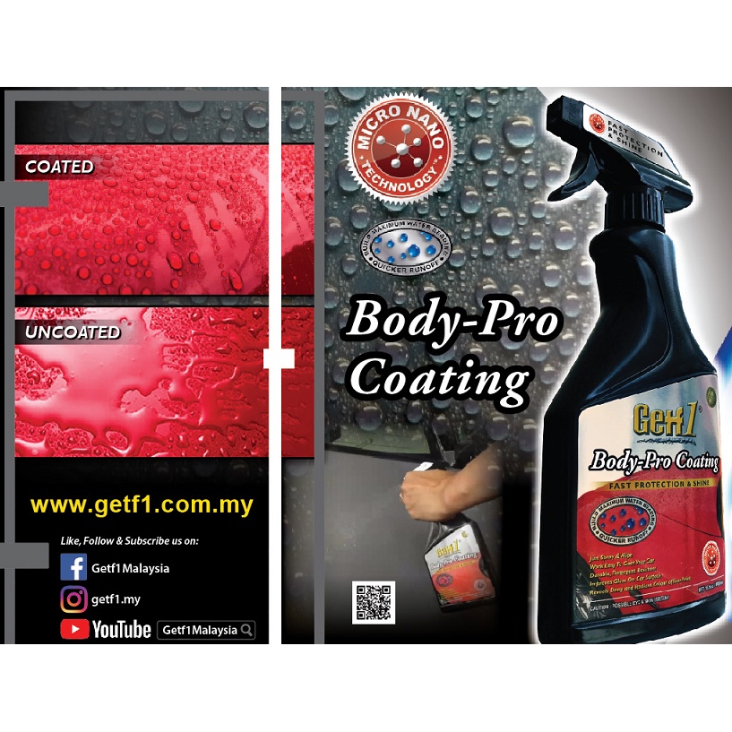 Getf1 Body Pro Coating Car Spray 500ml ceramic nano water wax repel