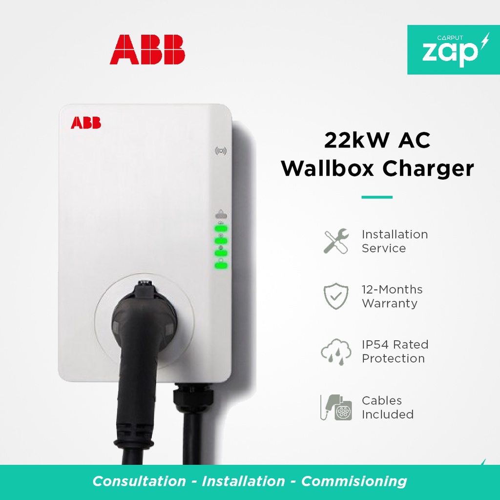 22kW ABB Terra Wallbox Electric Vehicle Home Charging + Cable AC Fast