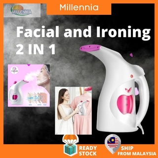 🔥Ready stock🔥 Portable Handheld Multi Function Electric Facial Garment Clothes Ironing Steamer With Brush Iron Steam .