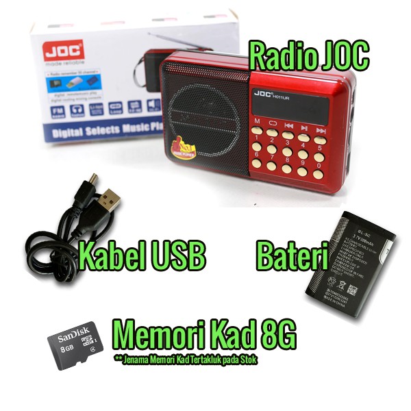 Original JOC (H011UR) Rechargeable Digital MP3 Player FM Radio+AlQuran ...