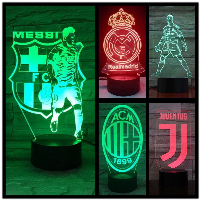 Juventus Barcelona Real Madrid Football Club 3d Night Light Ac Milan Lazio Remote Lamp Bedside Table Lights Gift For Boys Shopee Malaysia