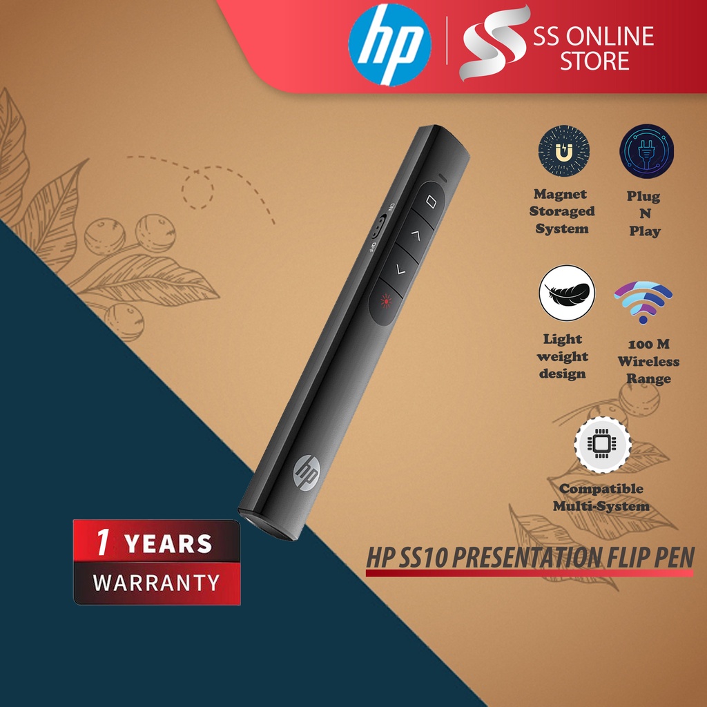 HP SS10 Wireless Presenter Pen PowerPoint Presentation Clicker Remote Flip Pointer Control Pen