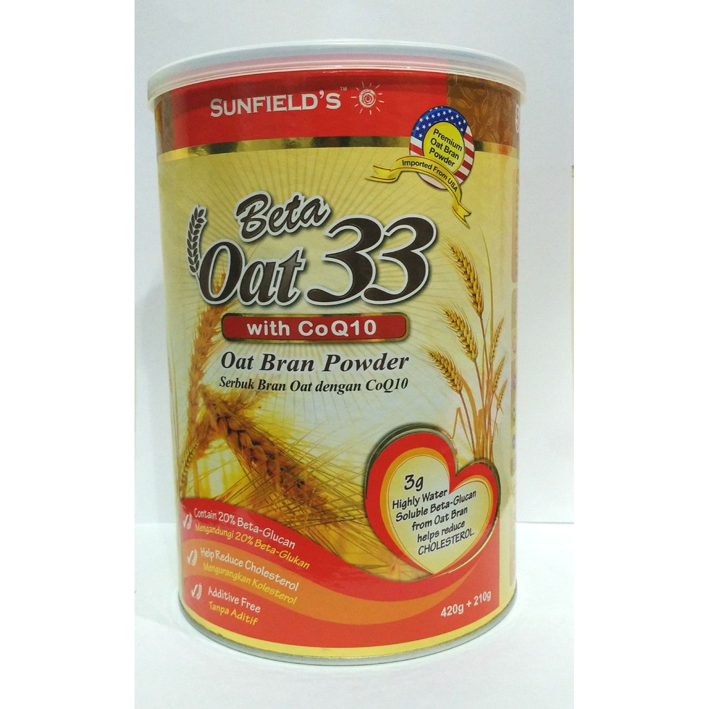 SUNFIELD'S BETA OAT 33 WITH COQ10 OAT BRAN POWDER (420G+210G) X1