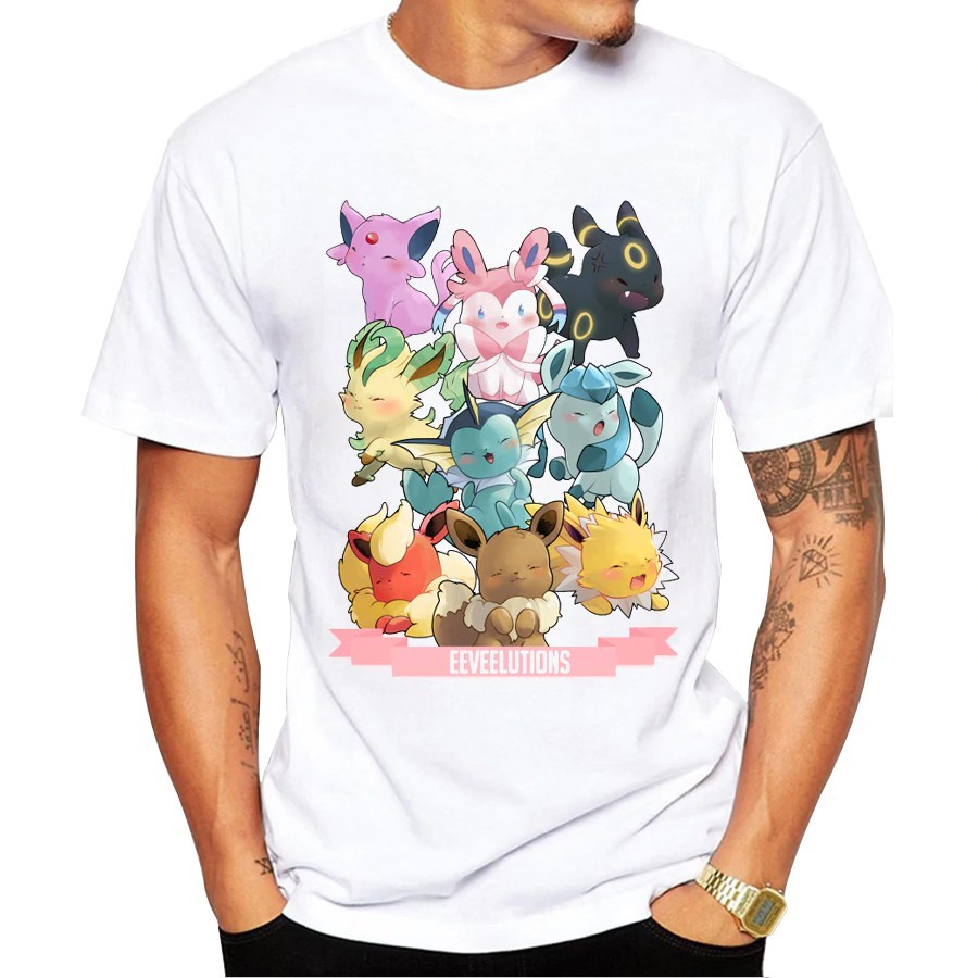 Men Fashion T Shirt Pokemon Go Spirits Printed Funny Summer White Design Shopee Malaysia