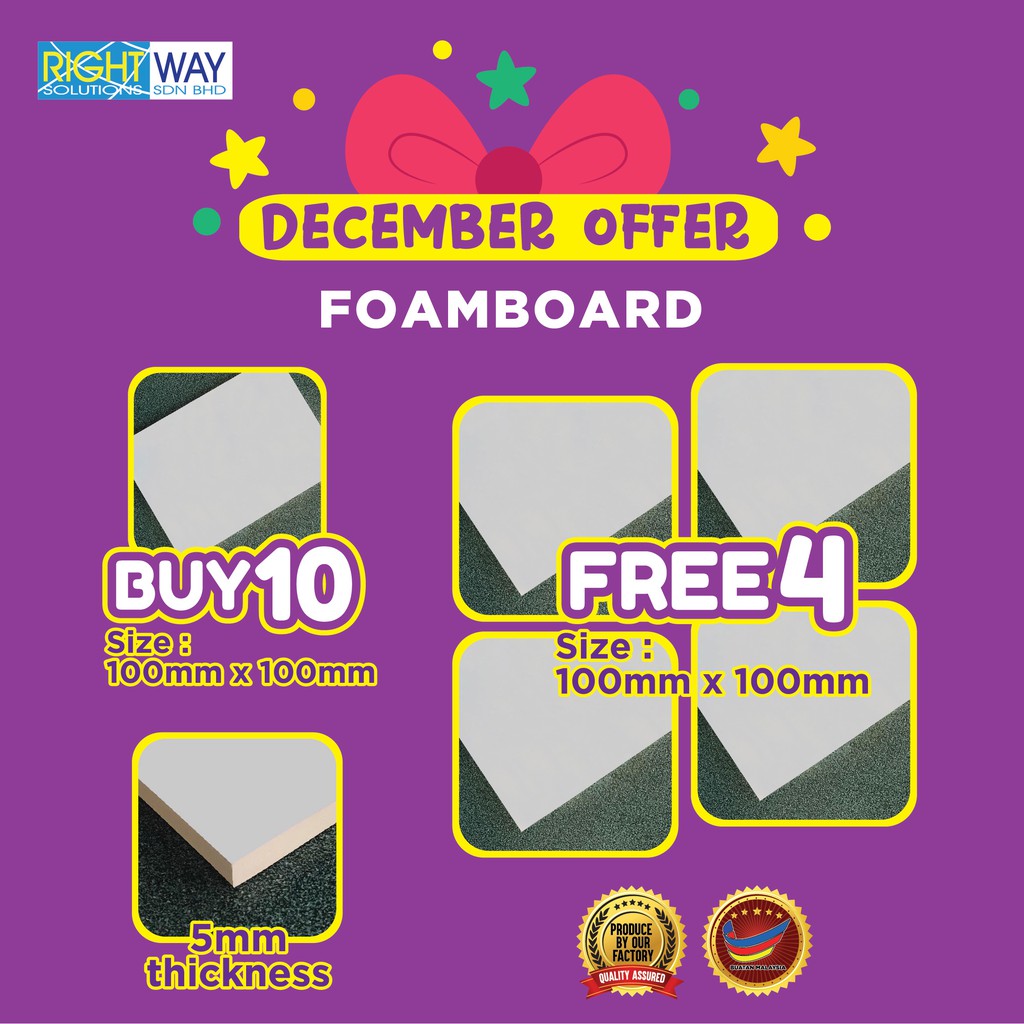 10mm THICKNESS DIY FOAMBOARD 10 PCS FREE 4 PCS (SIZE 100mm x 100mm