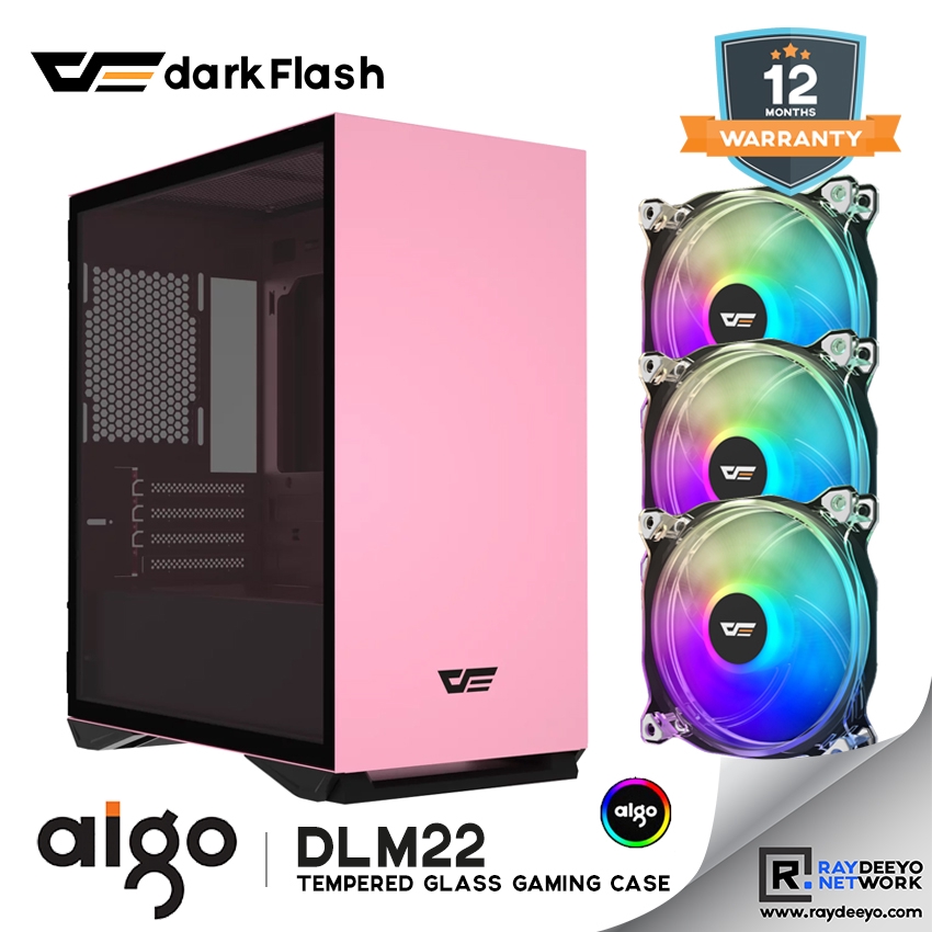 Aigo darkFlash DLM22 (PINK) mATX RGB Magnetic Hinged Tempered Glass ...