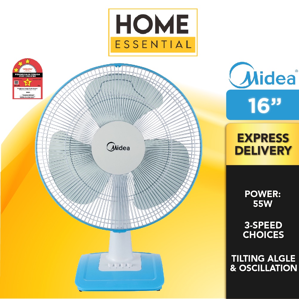 Midea 16 Inch Table Fan Mf 16ft17nb Mf 16ft15nb 55w 3 Speed Choices Both Tilting Angle Oscillation Available Shopee Malaysia