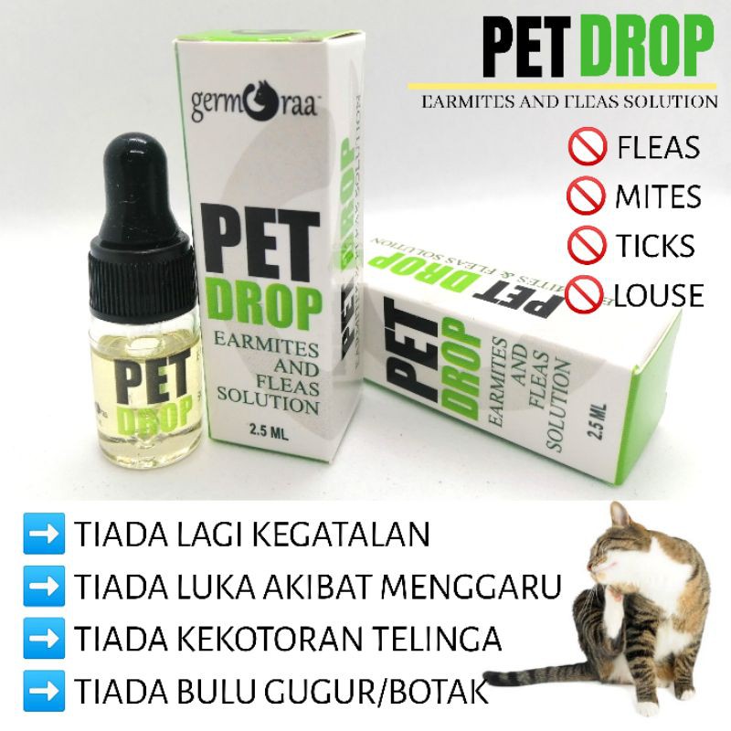 UBAT KUTU KUCING CAT ANTI FLEA EARMITE HAMA KUTU PIJAT TELINGA GATAL