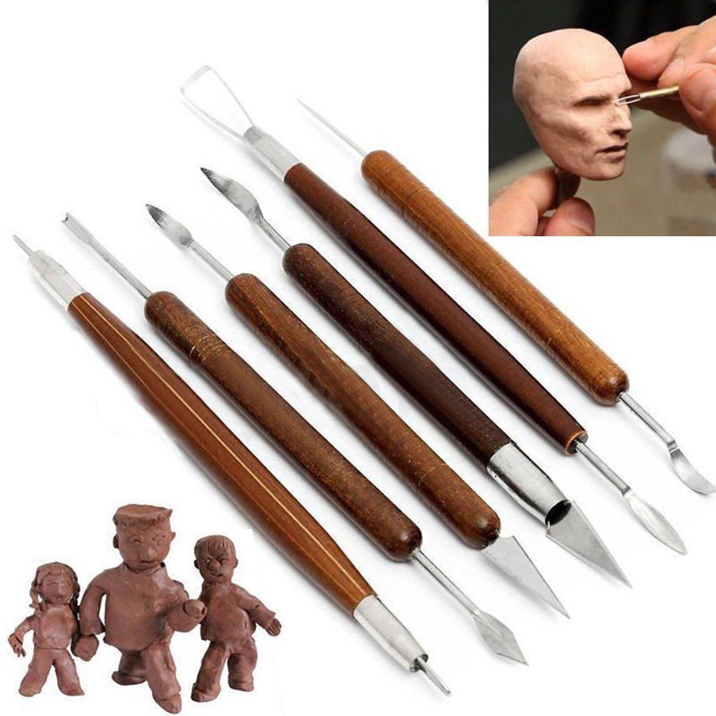 6pcs Clay Sculpting Set Wax Carving Pottery Tools Shapers Polymer Modeling New