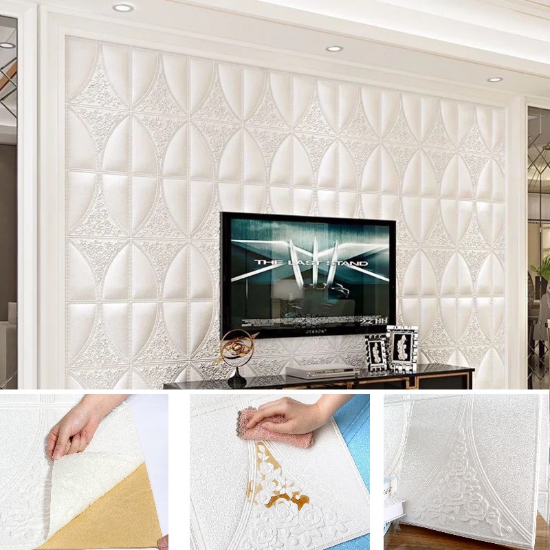 3D Wallpaper Waterproof glue sticker Self adhesive Ceiling wall decoration  diy wall art kaison wall paper dinding | Shopee Malaysia