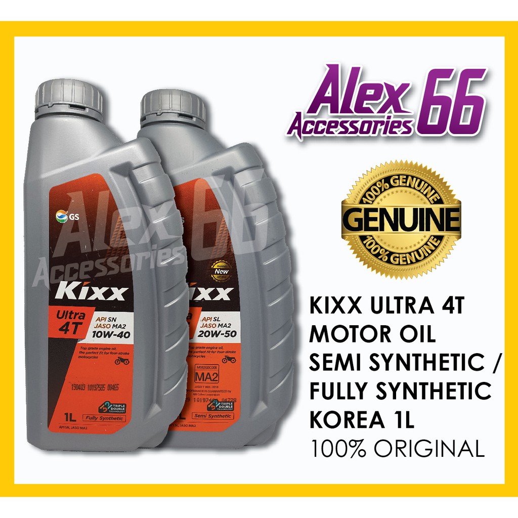 KIXX ULTRA 4T 10W40 FULLY SYNTHEYTIC / 20W50 SEMI SYNTHEYTIC MOTORCYCLE ENGINE OIL MADE IN KOREA