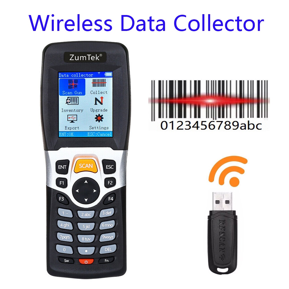 Original ZumTek PDT3309 Wireless Barcode Scanner PDT with LCD Screen Portable Inventory Device USB 1D Barcode Scanner Reader Collector Data Terminal