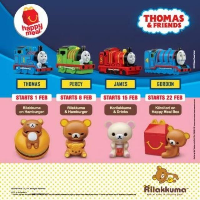 Rilakkuma Thomas And Friends 2018 Series Mcdonald S Mcdonalds Mcdonald Mcd Happy Meal Toys Shopee Malaysia