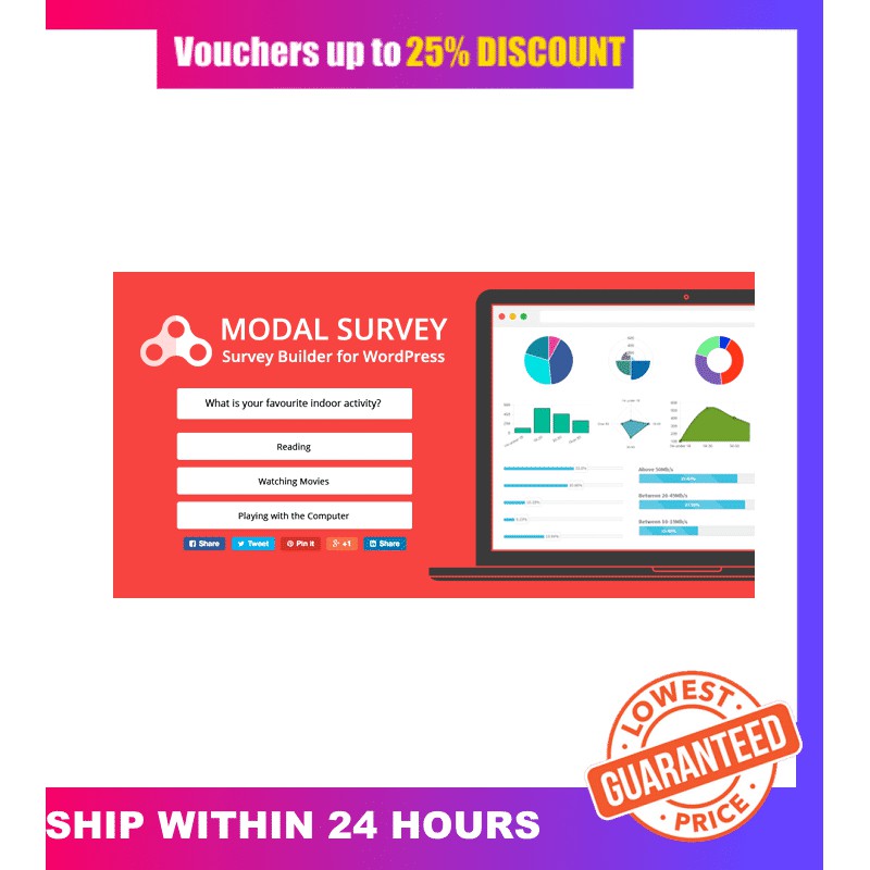 [LIMTED EDITION] Modal Survey Wordpress Poll Survey Quiz Plugin