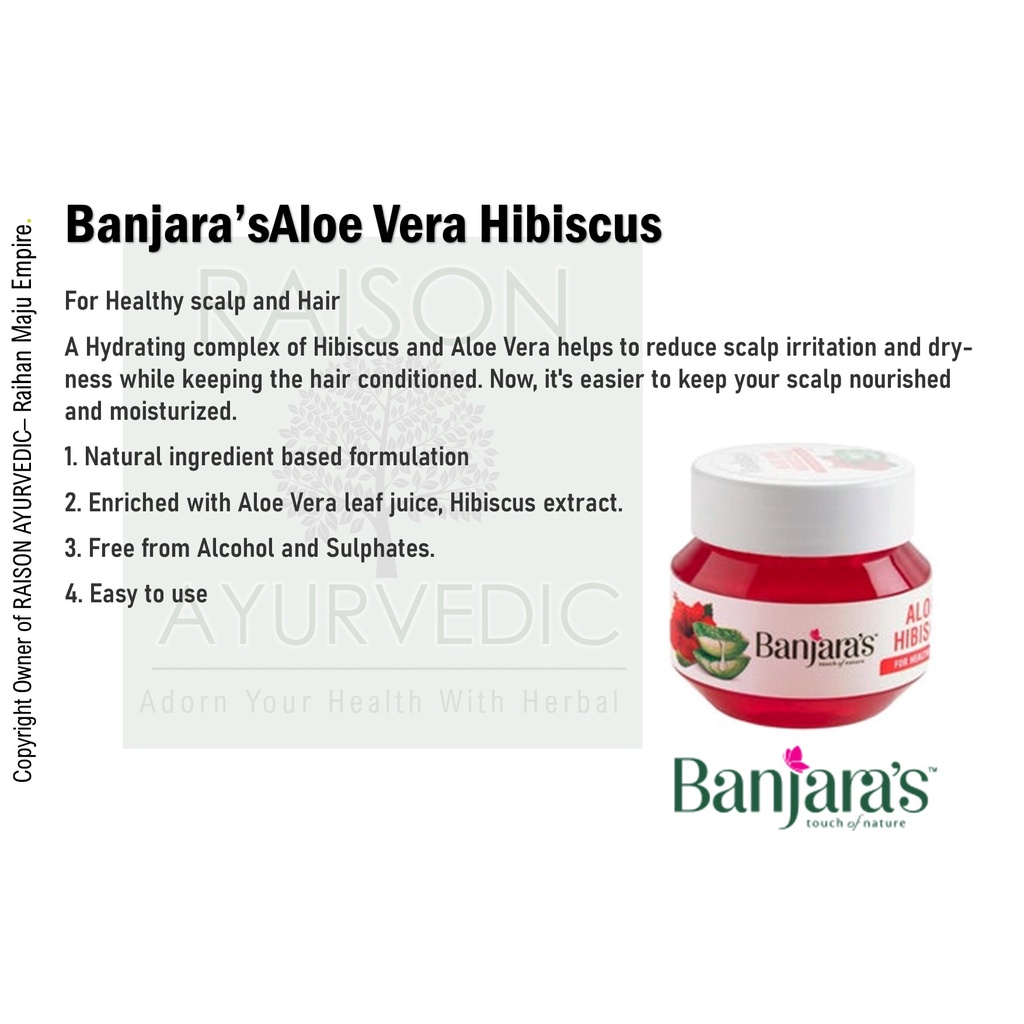 Banjara's Aloe Vera Hibiscus Gel 100gm- for Healthy Scalp and Hair | Shopee  Malaysia