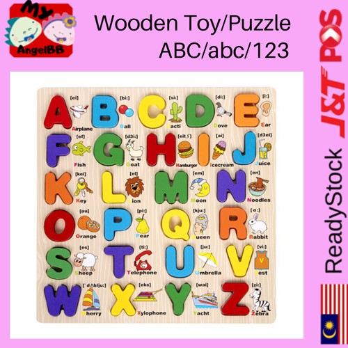 Abc 123 Puzzle Baby Kids Learning Education Toy Wooden Puzzles Educational Shopee Malaysia