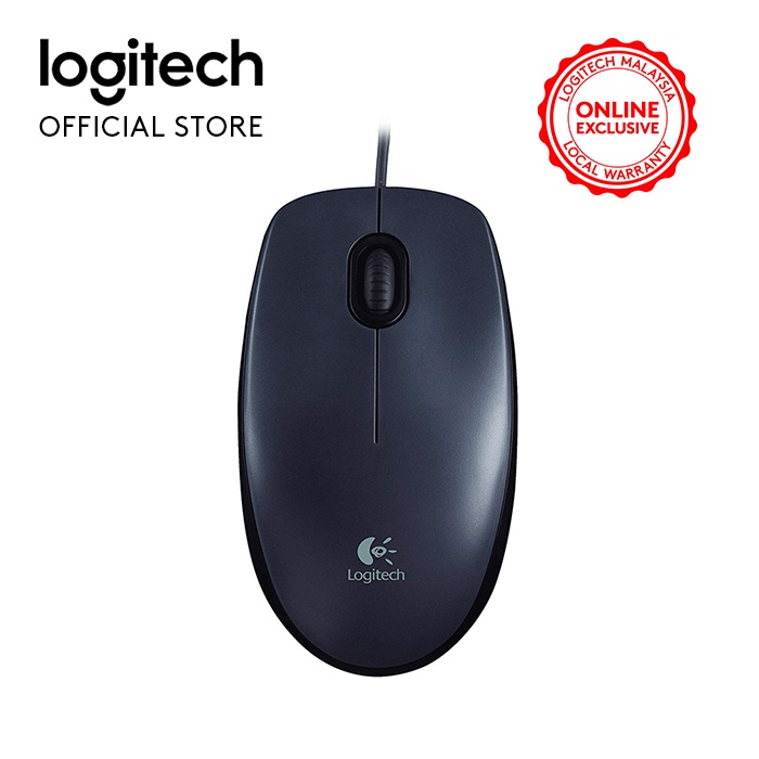 Logitech M90 Wired USB Mouse, 1000 DPI Optical Tracking, Ambidextrous PC / Mac / Laptop - Gray