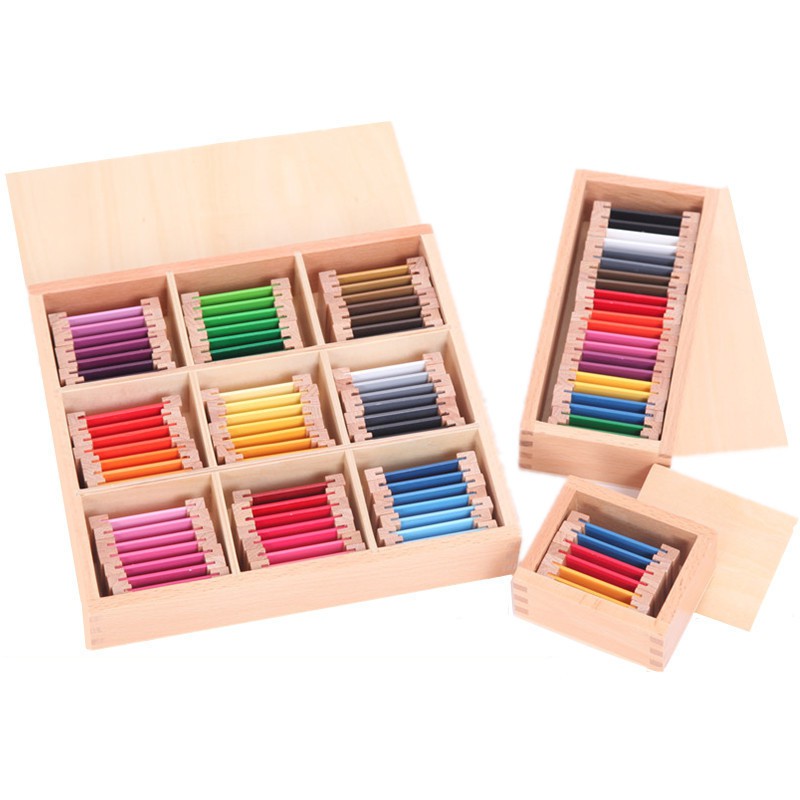 Montessori Sensorial Material Learning Color Box Tablet 1 2 3 Wood 