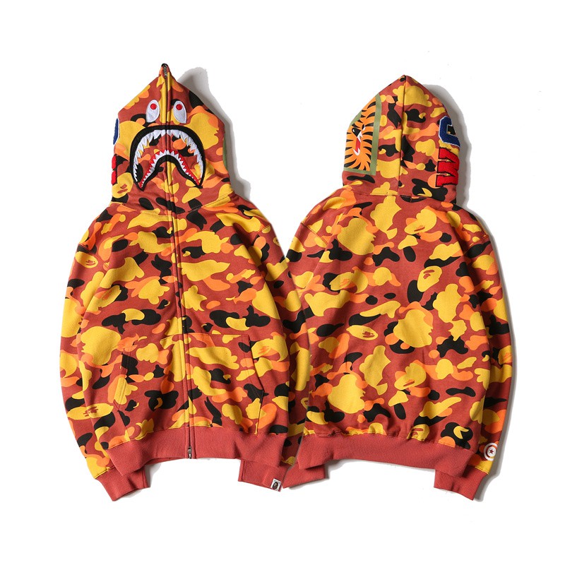 orange camo bape hoodie