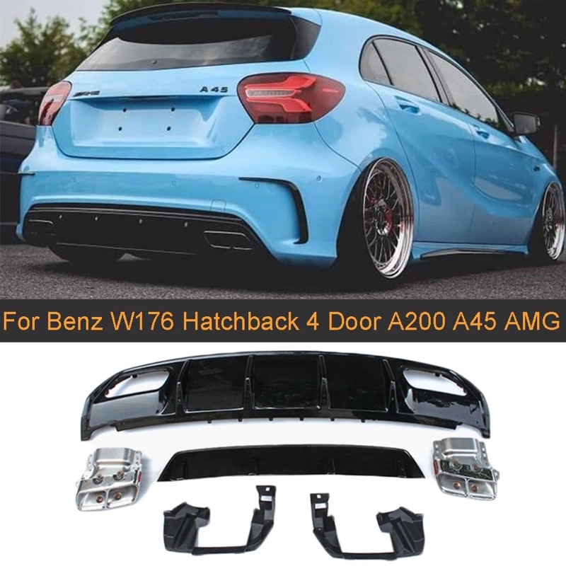 Mercedes Benz A Class W176 A45 Rear Diffuser Glossy Black Color