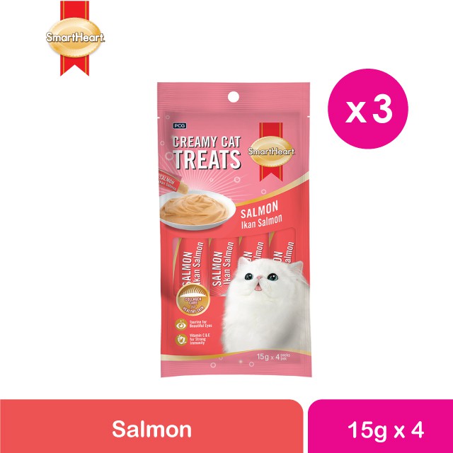 Smart Heart Cat Creamy Treats - Salmon (15g x 4 x 3 Packs) | Shopee ...